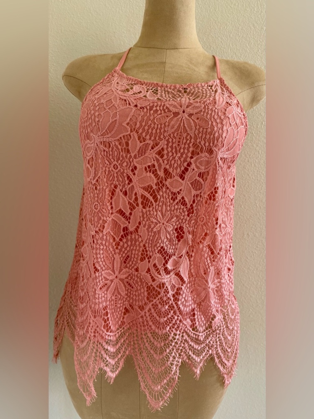No Boundaries Pink Crochet Lace Camisole